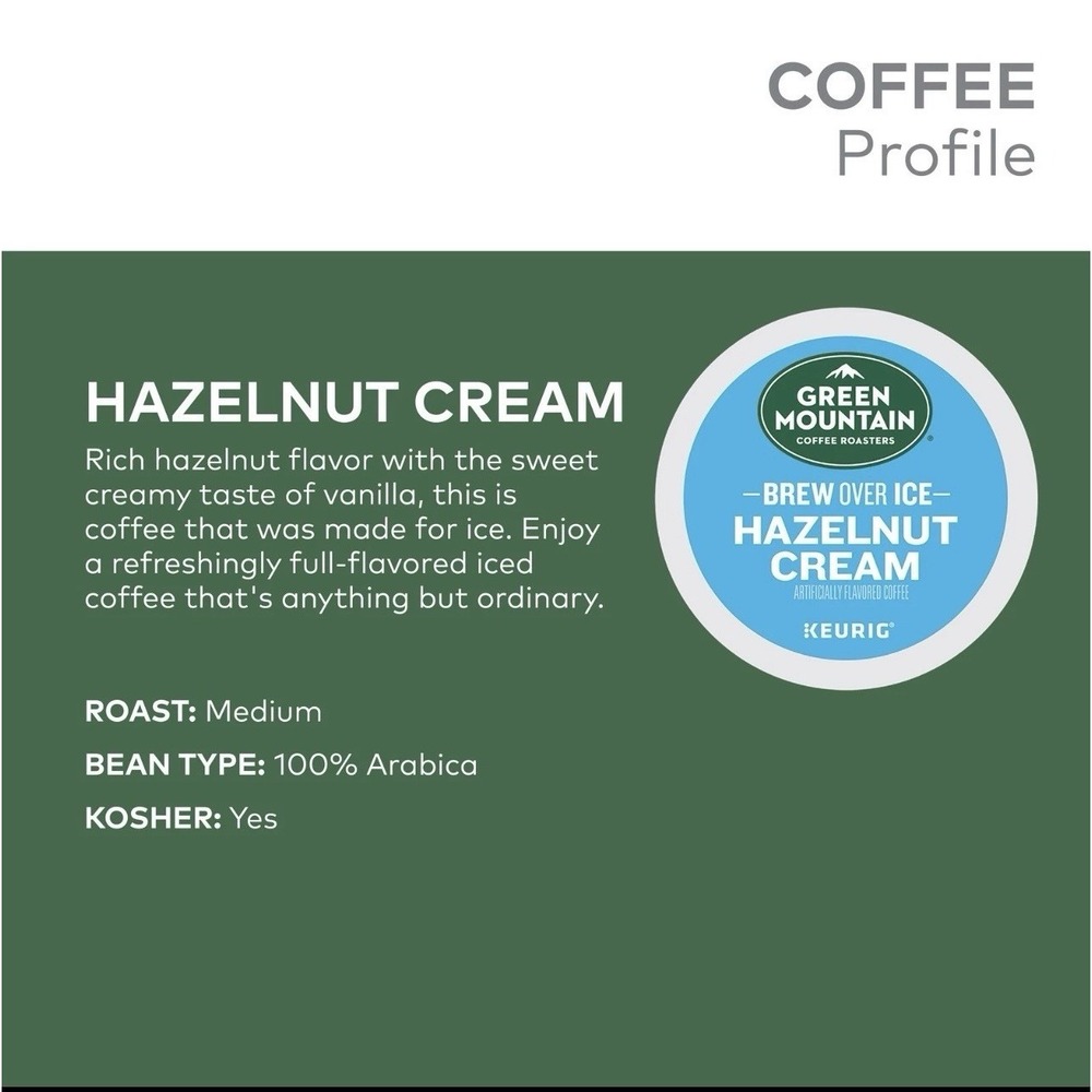 Green Mountain Coffee Roasters Brew Over Ice Hazelnut Cream, K-Cups, 24 Count - Picture 5 of 8